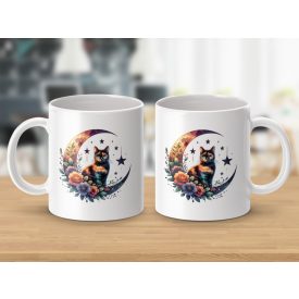 Misztikus félhold macskával bögre